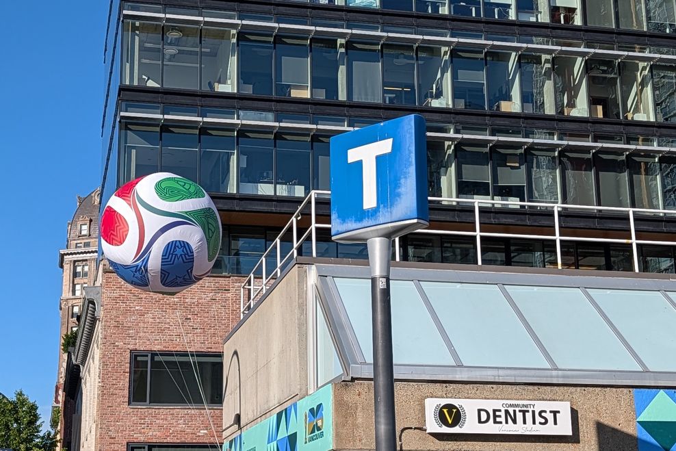 Image 14: translink stadium-chinatown skytrain station fifa world cup soccer ball f