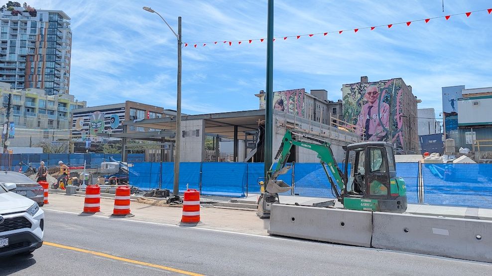 Image 14: mount pleasant station broadway subway skytrain construction june 23 2026